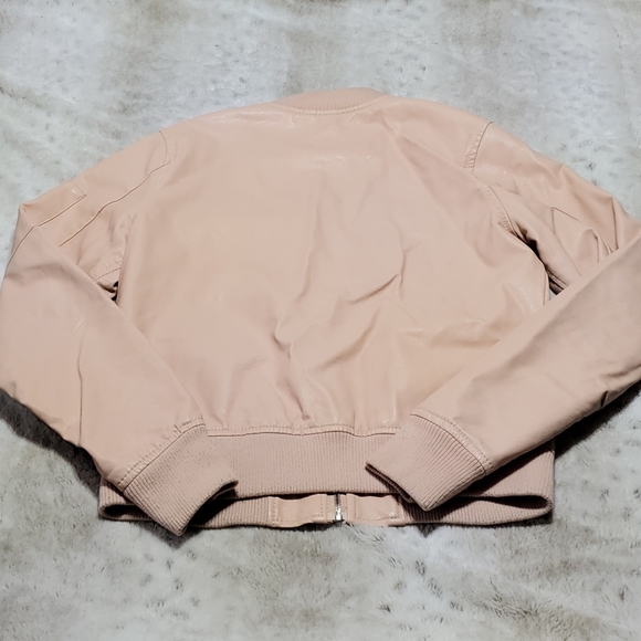 Ci Sono Light Pink Faux Leather Zip Bomber Jacket - Picture 7 of 7